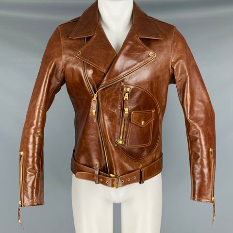 HIMEL BROS Size 40 Avro Brown Leather Motorcycle Jacket