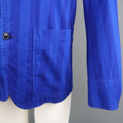 CABANE de ZUCCA Chest Size S Short Royal Blue Stripe Cotton Sport Coat
