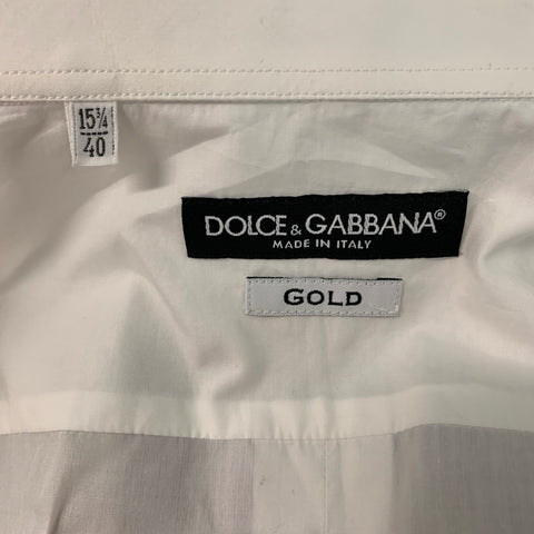 DOLCE &amp; GABBANA Taille M Chemise de smoking en coton uni blanc à manches longues