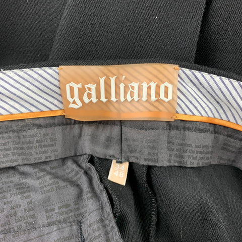 JOHN GALLIANO Size 32 Black Wool Blend Zip Fly Dress Pants