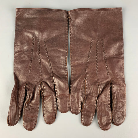 VINTAGE Taille 9 Gants en cuir marron