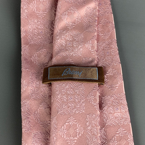 BRIONI Pink Jacquard Silk Neck Tie