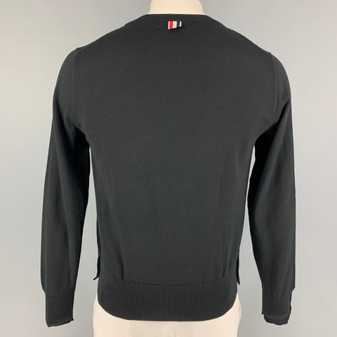 THOM BROWNE Size L Black Crew-Neck Pullover