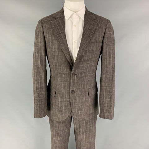 BRUNELLO CUCINELLI Talla 38 Traje con solapa de muesca en mezcla de lana marrón