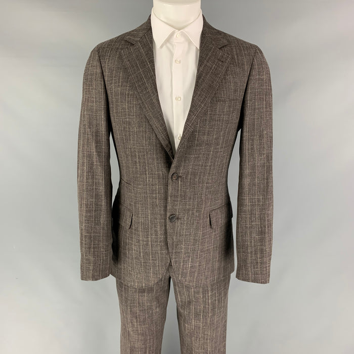 BRUNELLO CUCINELLI Size 38 Brown Wool Blend Notch Lapel Suit