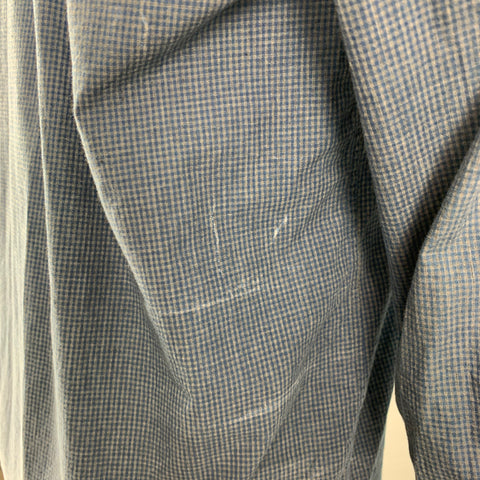 ARPENTEUR Size M Blue Grey Checkered Cotton Pull On Long Sleeve Shirt