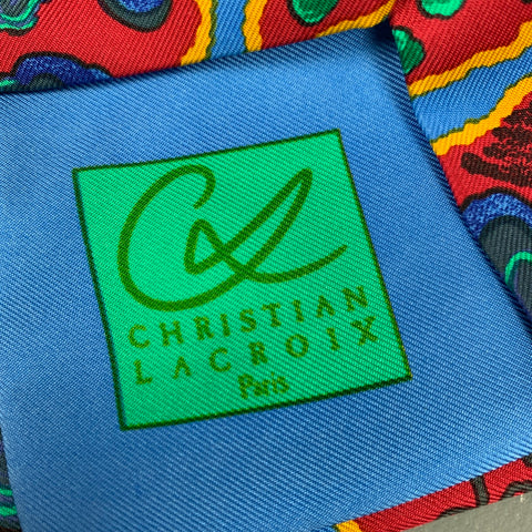 CHRISTIAN LACROIX Red & Blue Silk Tie