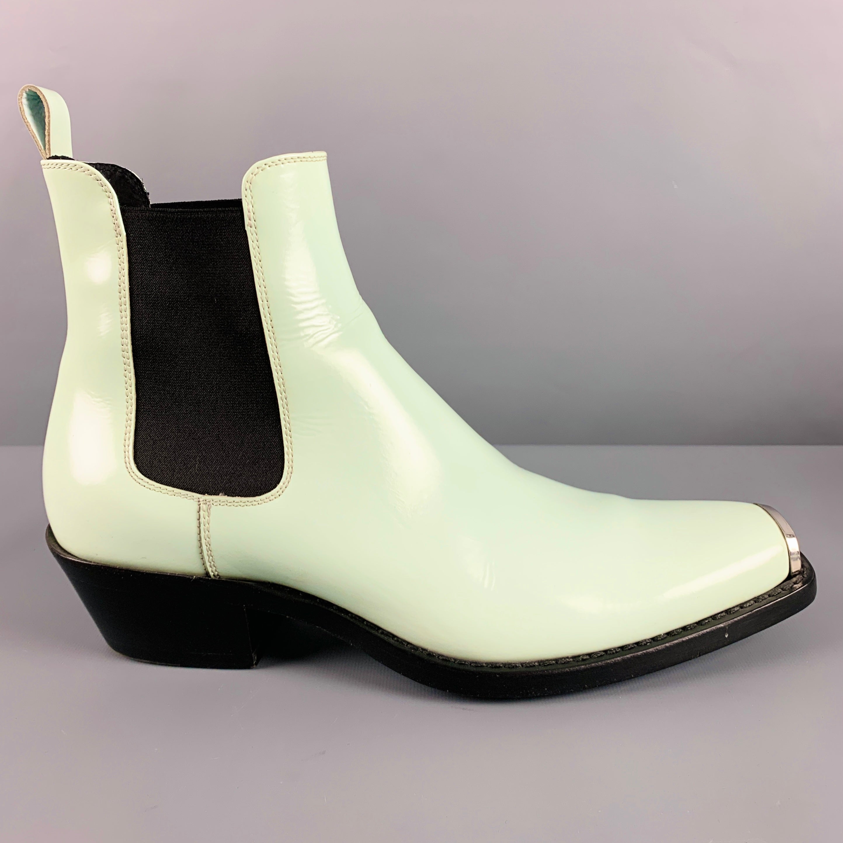 CALVIN KLEIN 205W39NYC Size 12 Green Leather Pull On Boots Sui Generis Designer Consignment