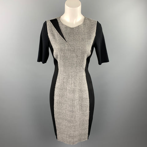 ELIE TAHARI Taille 6 Robe droite en laine mélangée noire et grise en tissus mélangés