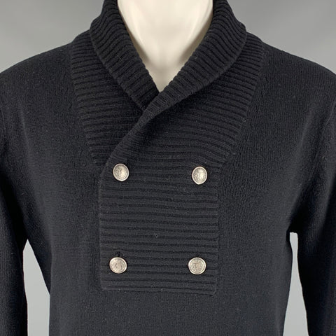 HYDEN YOO Taille M Noir Tricot Laine Mélange Col Châle Pull