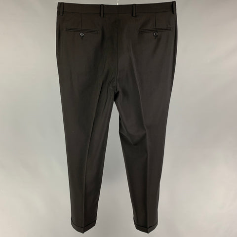 DOLCE &amp; GABBANA Talla 36 Pantalón de vestir con bragueta y cremallera en mezcla de lana negra