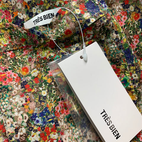TRES BIEN Size S Multi-Color Floral Cotton Button Up Long Sleeve Shirt