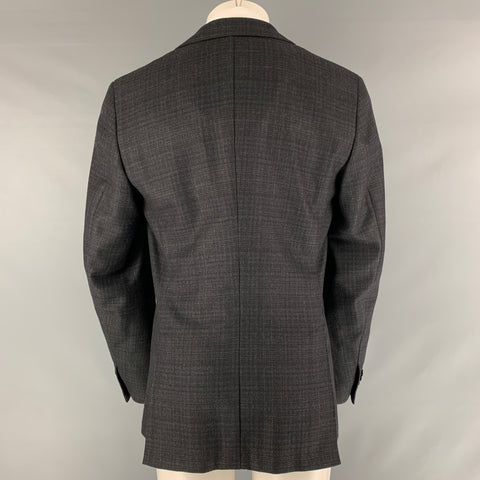 BELVEST Size 40 Black Charcoal Wool Single Breasted Sport Coat