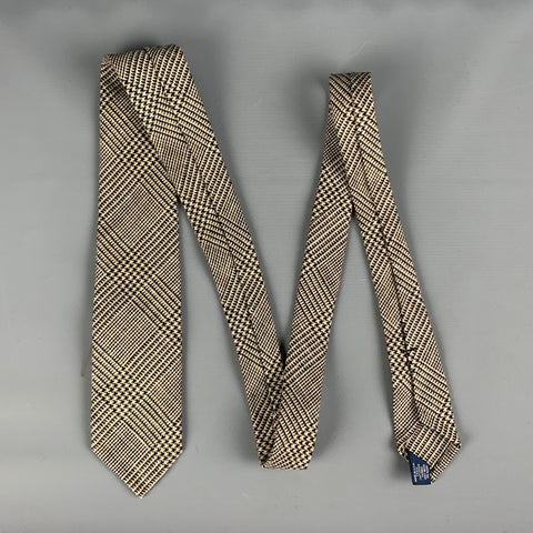 RALPH LAUREN Navy Beige Glenplaid Wool Tie