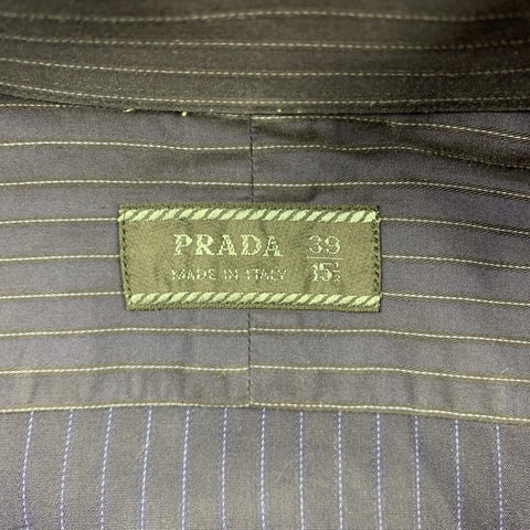 PRADA Size S Navy Stripe Cotton Button Up Long Sleeve Shirt