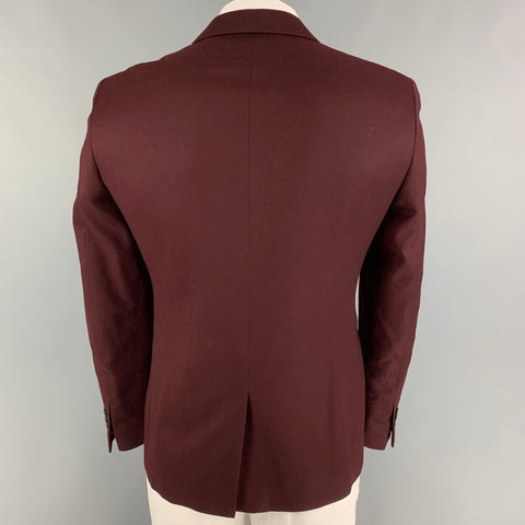 THE KOOPLES Size 42 Burgundy Wool Notch Lapel Sport Coat