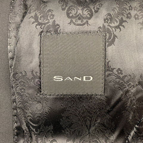 SAND Taille 42 Costume à revers cranté en laine noire régulière