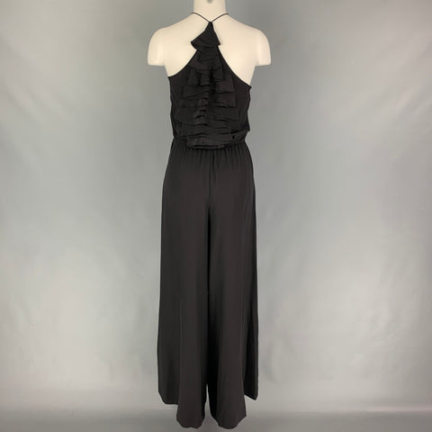 NO BRAND Mono halter con volantes de seda negro talla M