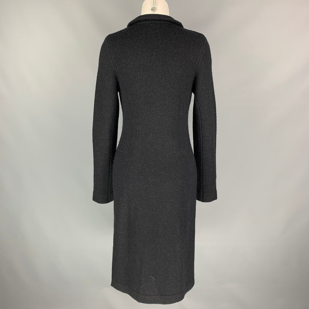 ANN DEMEULEMEESTER Size 2 Black Knitted Wool / Alpaca Cardigan