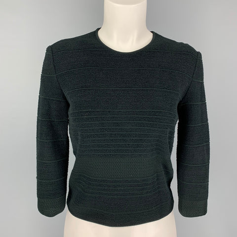 GIORGIO ARMANI Size 2 Black Viscose Blend Textured Casual Top