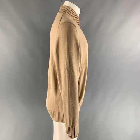 BRUNELLO CUCINELLI Chaqueta con cremallera de algodón de punto caqui talla M