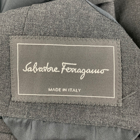 SALVATORE FERRAGAMO Size 38 Charcoal Wool Notch Lapel Suit