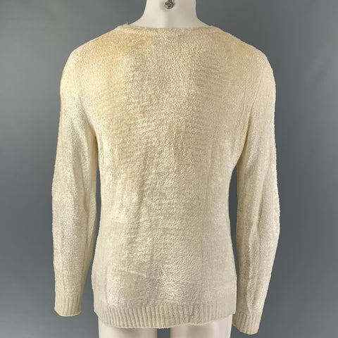 EMPORIO ARMANI Size XS Off White Viscose Blend Crew-Neck Sweater