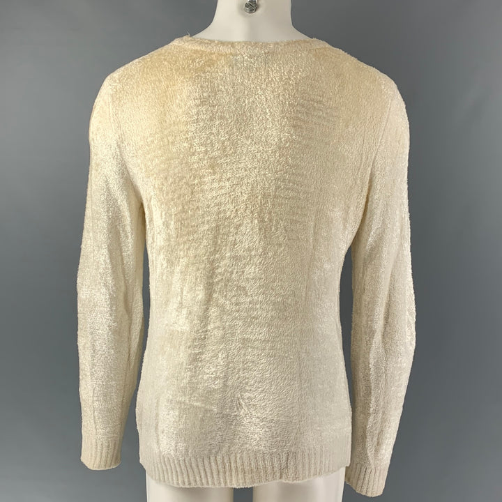 EMPORIO ARMANI Taille XS Pull à col rond en mélange de viscose blanc cassé