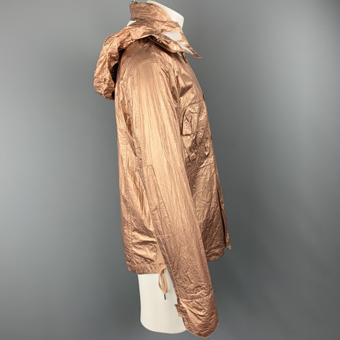 HELMUT LANG Size M Metallic Copper Wrinkled Tyvek Hooded Lace Up Jacket