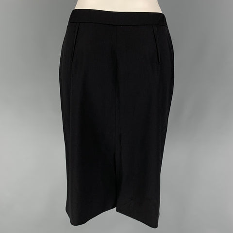 VALENTINO Size 10 Black Wool Pencil Skirt