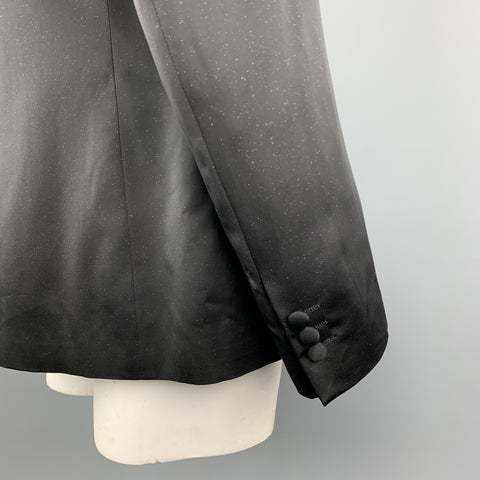 VERSACE COLLECTION Size 46 Black Sparkle Viscose / Wool Satin Trim Tuxedo Sport Coat