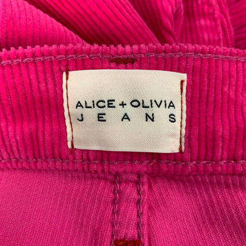 ALICE + OLIVIA Size 27 Pink Cotton Corduroy Jean Cut Pants