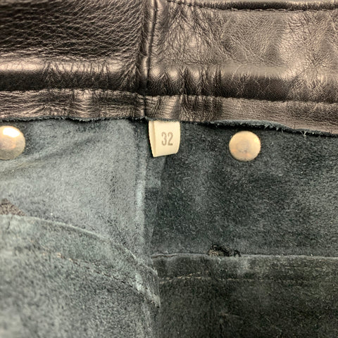CUSTOM MADE Taille 32 Pantalon cargo décontracté en cuir noir