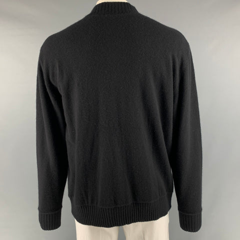 NEIMAN MARCUS  Size XL Black Knitted Cashmere Zip Up Khaki Jacket
