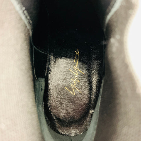 YOHJI YAMAMOTO Size 10 Black Leather Mixed Materials Boots