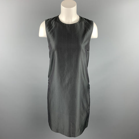 PRADA Taille 6 Robe droite sans manches en soie grise