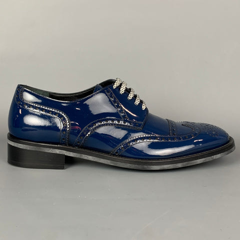 DOLCE &amp; GABBANA Taille 10 Chaussures à lacets en cuir perforé bleu