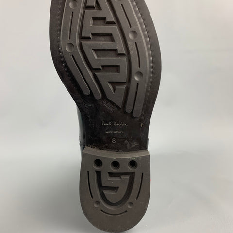 PAUL SMITH Taille 9 Bottes de motard en cuir noir