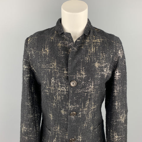 JEAN PAUL GAULTIER Size 8 Black & Silver Silk Mary Jane Buttoned Jacket
