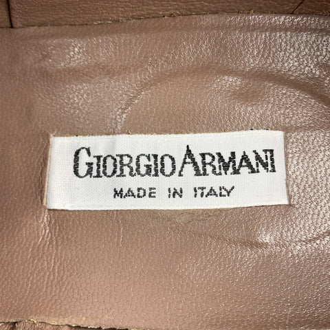 GIORGIO ARMANI Size 7 Tan Textured Leather Penny Loafers