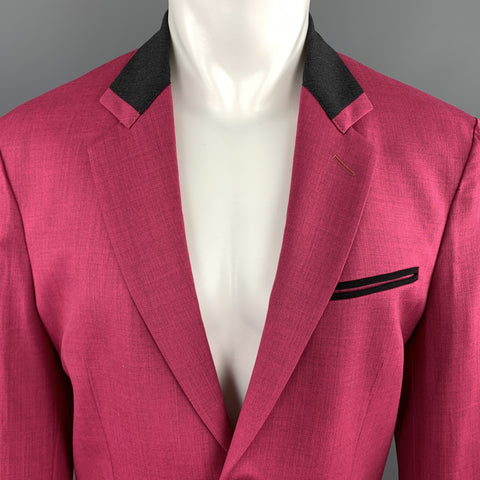 MARC JACOBS Size 38 Pink Heather Stretch Wool Contrast Collar Sport Coat