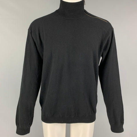 ARMANI COLLEZIONI Size M Black Blue Cotton Cashmere Sweater