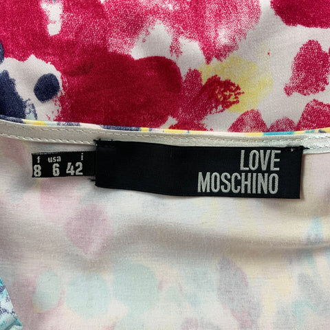 LOVE MOSCHINO Size 6 Multi-Color Paint Splattered Cotton Paint Sleeveless Dress