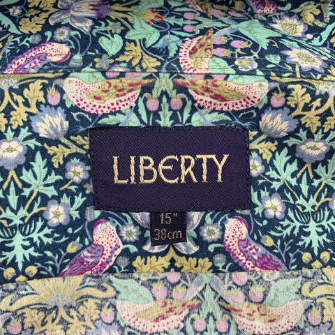 LIBERTY OF LONDON Size M Navy & Green Floral Cotton Long Sleeve Shirt
