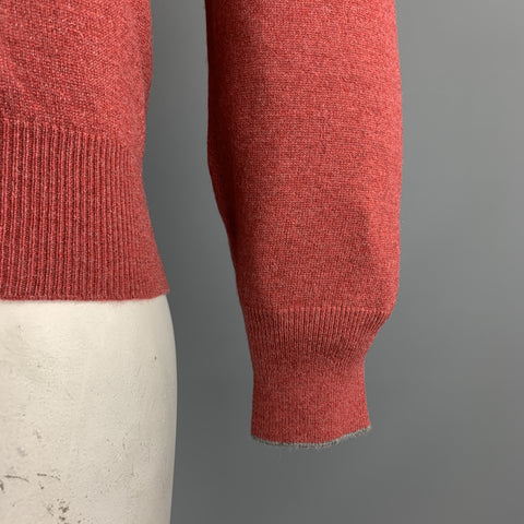 BRUNELLO CUCINELLI Size M Brick Knitted Cashmere V-Neck Pullover Sweater