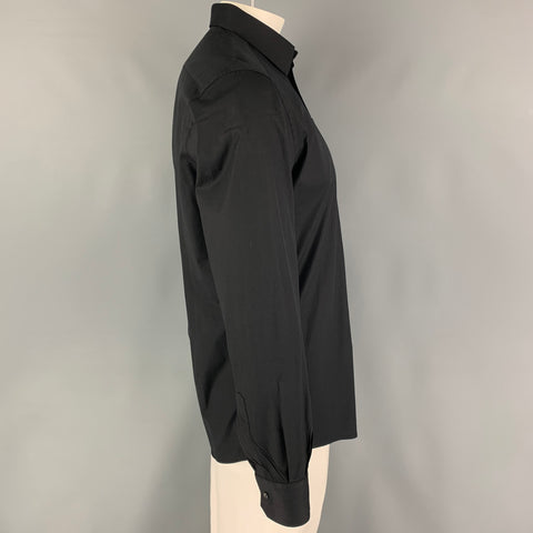 DOLCE & GABBANA Size L Black Cotton Blend Button Up Long Sleeve Shirt