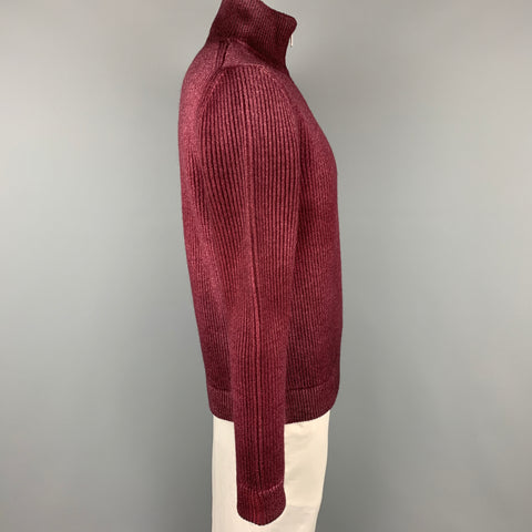 MAISON MARGIELA Size L Burgundy Knit Wool Zip Up Cardigan Jacket