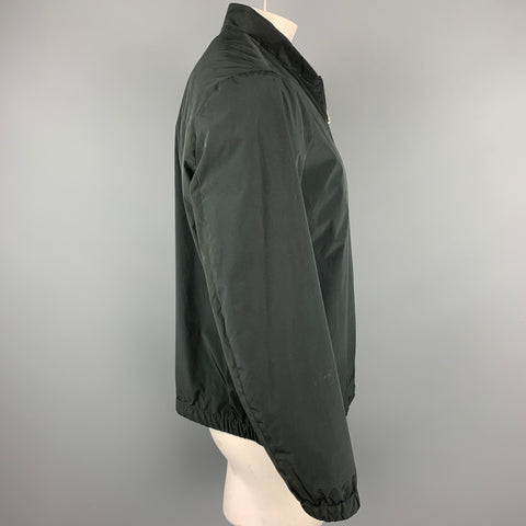 THEORY Size XL Black Polyester / Nylon Full Zip Ribbed CollarJacket