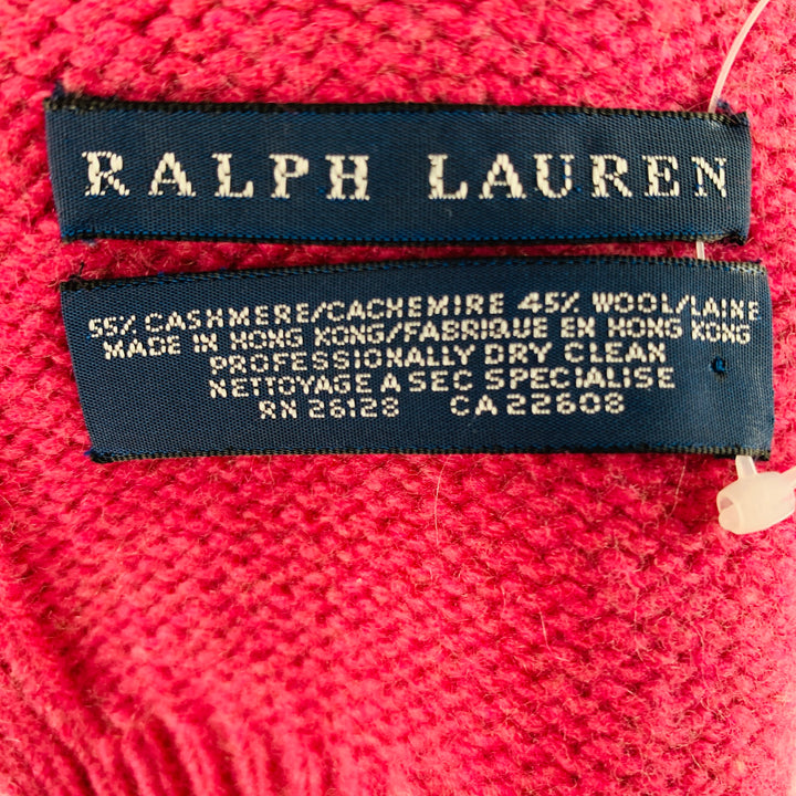 RALPH LAUREN Pink Knitted Cashmere Wool Scarves