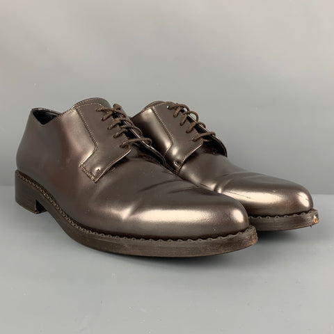 JIMMY CHOO Size 10 Brown Metallic Leather Lace Up Shoes